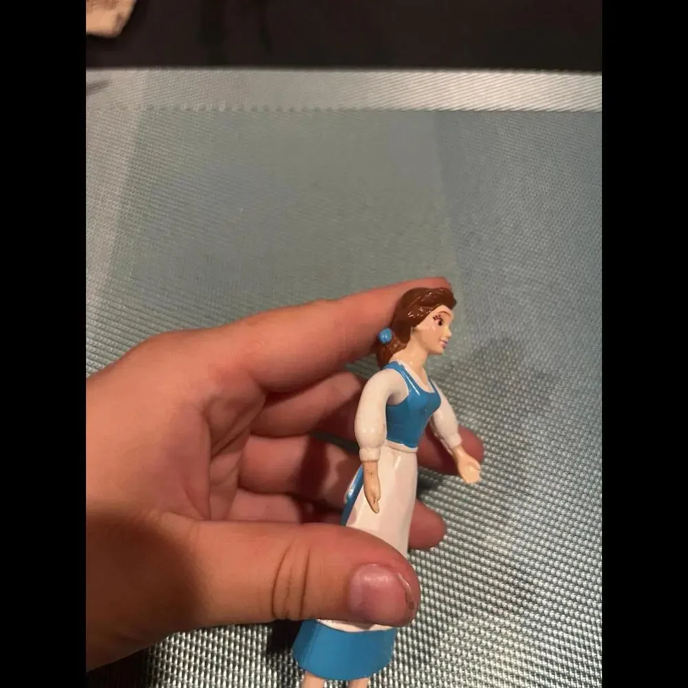 Vintage Disney Just Toys Belle Blue‎ Dress White Apron Plastic Figure 4.5”